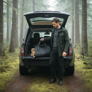 full grain leather firewood carrier